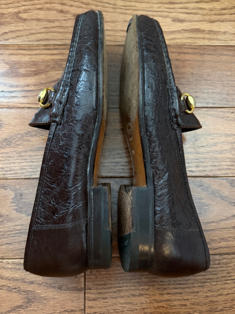GUCCI WOMEN’S CLASSIC HORSEBIT OSTRICH LOAFERS BROWN Sz EU 40 US 10 - Picture 8 of 11